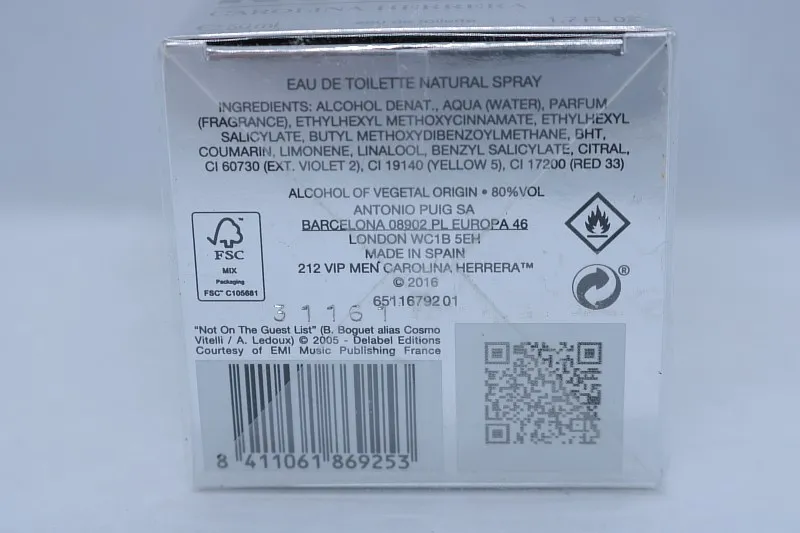 Carolina Herrera 212 VIP men туалетная вода